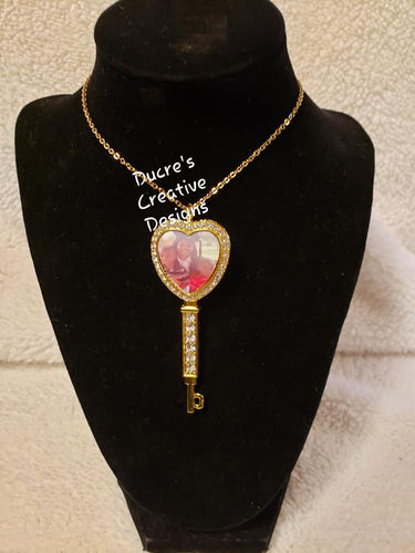 Heart Rhinestone Necklace with Chain ducrescreativedesigns 